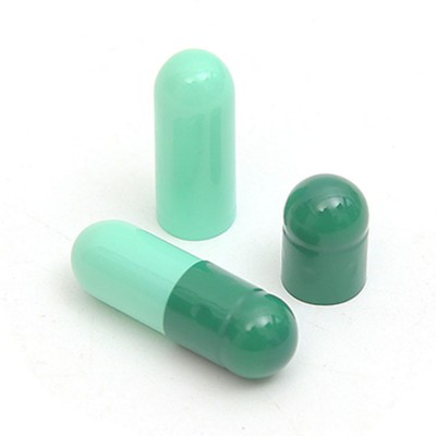 Deep green and light green gelatin size 0 empty capsules for food supplements